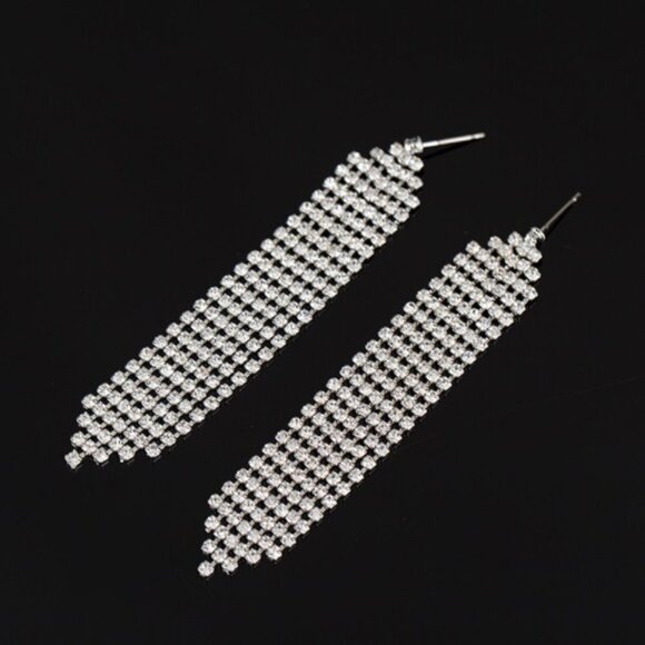Jewelry earrings drop dangle elegant crystals sparkly sparkle evening fashion - Picture 1 of 2